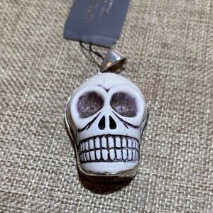 Ceramic Skull Pendant Necklace